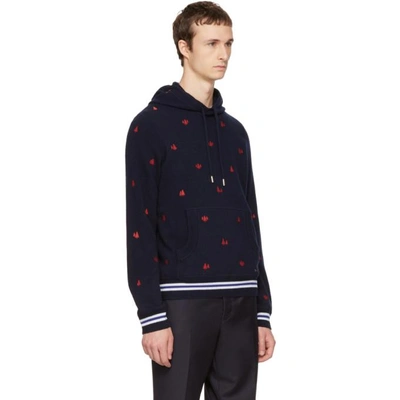 Shop Dsquared2 Navy Knit Hoodie In 524 Navy