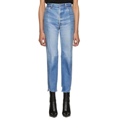 Shop Vetements Blue Reworked Biker Jeans