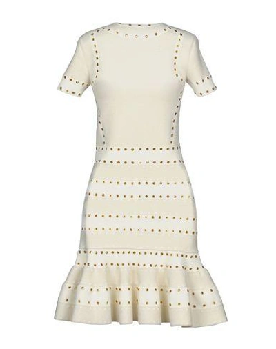 Shop Alexander Mcqueen Short Dresses In Ivory