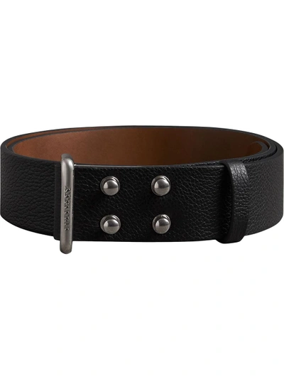 Shop Burberry Push-stud Grainy Leather Belt - Black