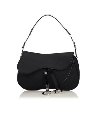 Dior : Nylon Double Saddle Bag In Black 