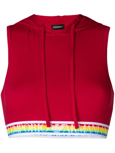 Shop Emporio Armani Rainbow Elasticated Hooded Bra-top
