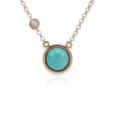 Vintouch Italy Satellite Rose Gold Vermeil Amazonite & Opal Necklace