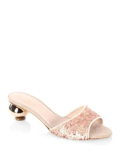 Shop Kate Spade Paisley Slip-on Sandals In Rose Gold