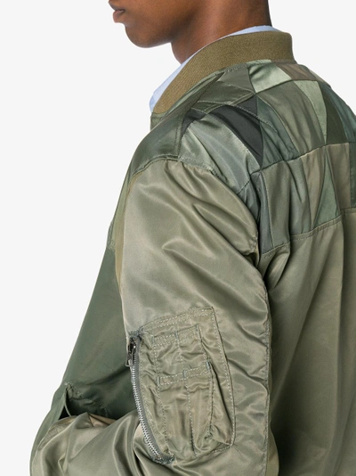 Shop Children Of Discordance Ma-1 Panelled Bomber Jacket In Green