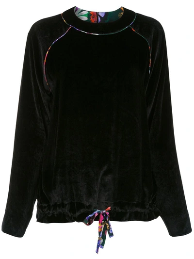Shop Sissa Silk-blend Long Sleeves Blouse - Black