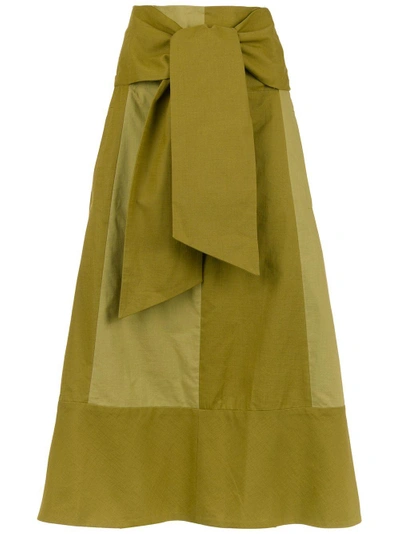 Shop Sissa Panelled Flared Skirt - Green