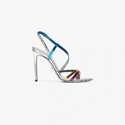 Shop Gucci Metallic Leather Sandals With Sequins