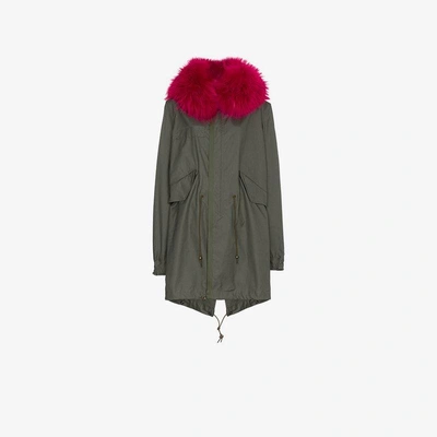 Shop Mr & Mrs Italy Unlined Parka Jacket With Fur Collar In Green