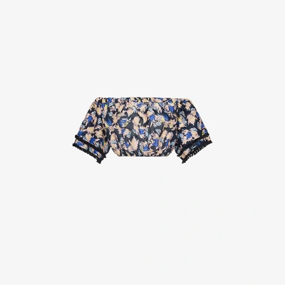 Shop A Peace Treaty Yuna Print Silk Linen-blend Cropped Top In Multicolour