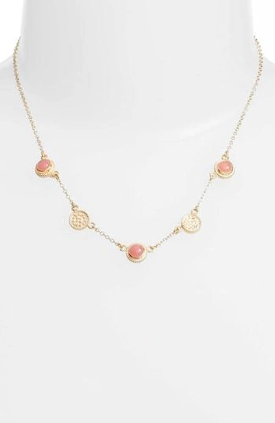 Shop Anna Beck Semiprecious Stone Station Necklace In Guava Quartz/ Gold