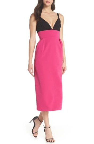 Shop Jill Jill Stuart Colorblock Midi Dress In Black/ Begonia Pink