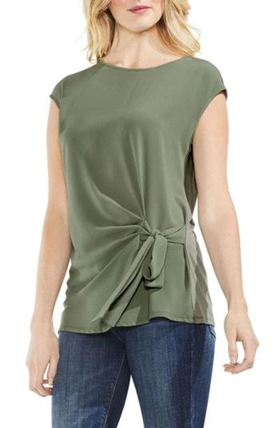 Shop Vince Camuto Tie Front Blouse In Camo Green
