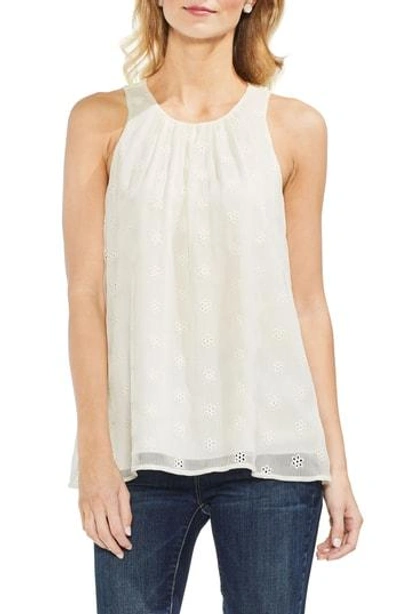 Shop Vince Camuto Embroidered Eyelet Gauze Blouse In Antique White