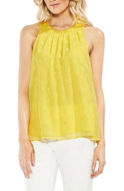 Shop Vince Camuto Embroidered Eyelet Gauze Blouse In Pineapple