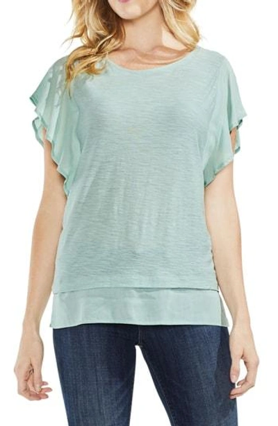 Shop Vince Camuto Ruffle Sleeve Top In Mint
