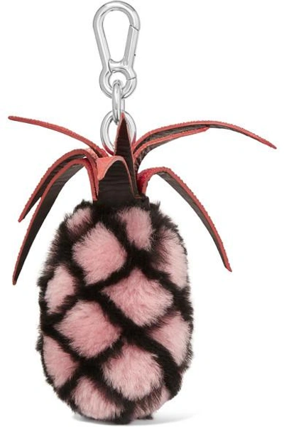 Shop Autumn Cph Stingray-trimmed Shearling Keychain In Pink
