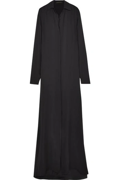 Shop Juan Carlos Obando Silk-georgette Maxi Shirt Dress In Black