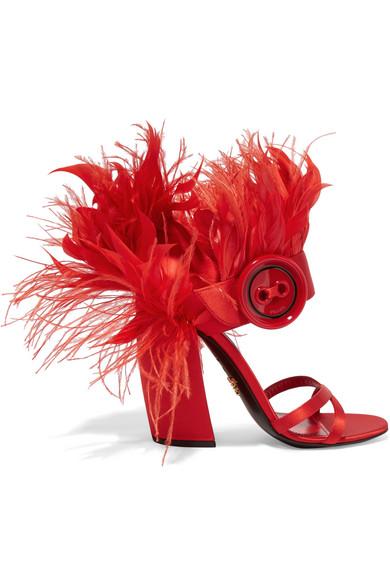 prada pink feather shoes