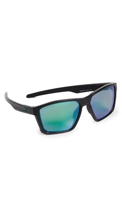 Shop Oakley Targetline Polarized Sunglasses In Black/jade