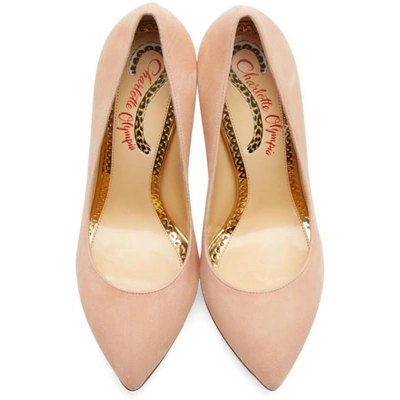 Shop Charlotte Olympia Pink Suede Debbie Heels