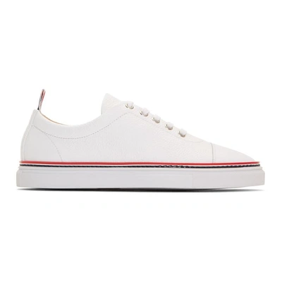 Shop Thom Browne White Straight Toe Cap Sneakers In 100 White
