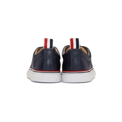 Shop Thom Browne Navy Straight Toe Cap Sneakers In 415 Navy