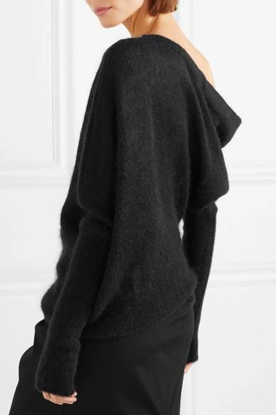 Shop Tom Ford One-shoulder Mohair And Silk-blend Sweater In Black