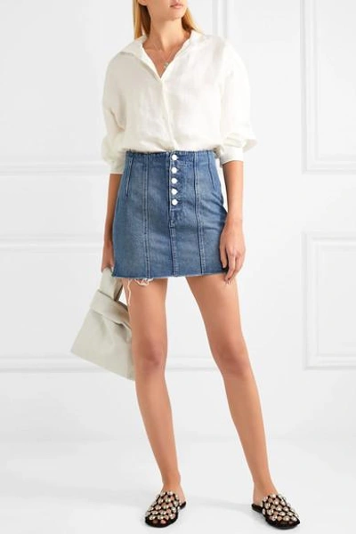 Shop Grlfrnd Twiggy Paneled Denim Mini Skirt In Mid Denim