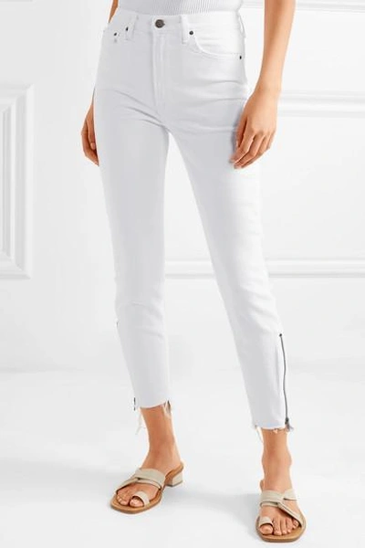 Shop Grlfrnd Kendall Distressed High-rise Skinny Jeans In White