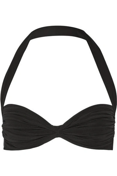 Shop Norma Kamali Bill Ruched Halterneck Bikini Top In Black