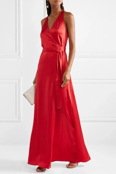 Diane Von Furstenberg Silk-satin Wrap Maxi Dress In Red | ModeSens