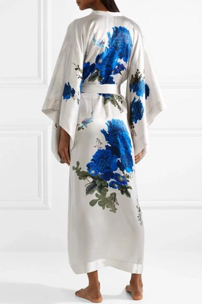 Shop Meng Printed Silk-satin Robe In White