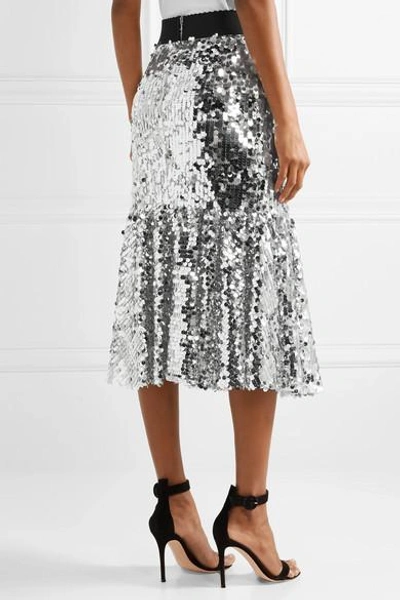 Shop Dolce & Gabbana Paillette-embellished Tulle Midi Skirt In Silver