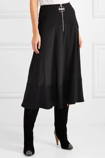 Shop Givenchy Paneled Hammered Silk-satin, Wool And Crepe Skirt In Black