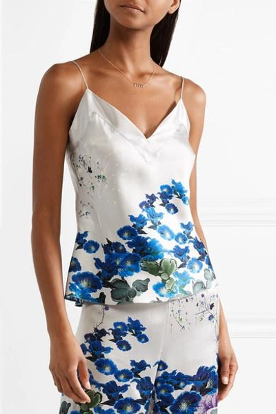 Shop Meng Printed Silk-satin Camisole In Blue