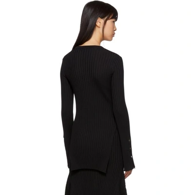Shop Stella Mccartney Black Rib Knit Flared V-neck Sweater In 1000 Black