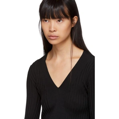 Shop Stella Mccartney Black Rib Knit Flared V-neck Sweater In 1000 Black