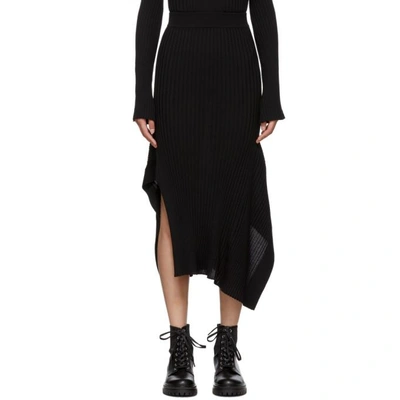 Shop Stella Mccartney Black Rib Knit Asymmetric Flared Skirt In 1000 Black