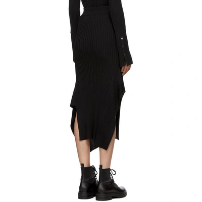 Shop Stella Mccartney Black Rib Knit Asymmetric Flared Skirt In 1000 Black