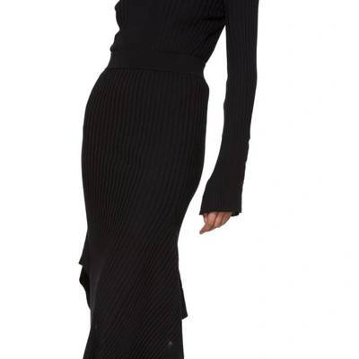 Shop Stella Mccartney Black Rib Knit Asymmetric Flared Skirt In 1000 Black