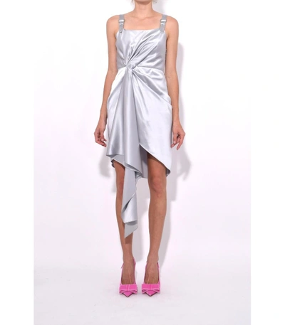 Shop Fleur Du Mal Silver Asymmetrical Cascade Dress In Platinum