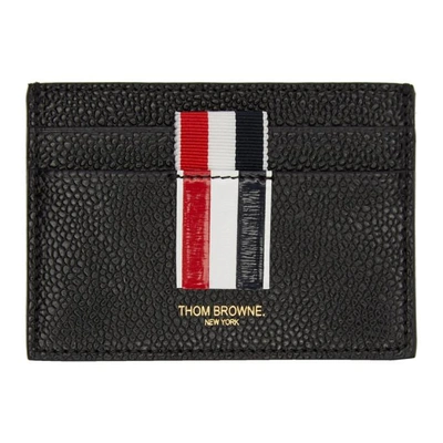 Shop Thom Browne Black Stripe Single Card Holder In 001 Black