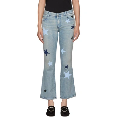 Shop Stella Mccartney Blue Stars Skinny Kick Flare Jeans In 4110 Da Def