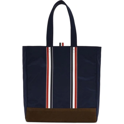 Shop Thom Browne Navy Unstructured Tote In 415 Navy