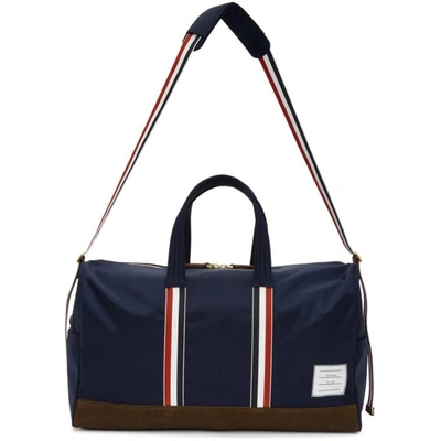 Shop Thom Browne Navy Unstructured Holdall Duffle Bag In 415 Navy