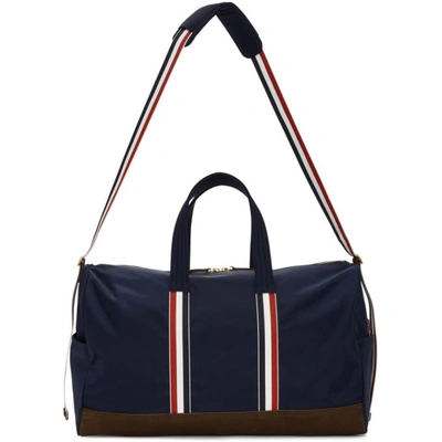 Shop Thom Browne Navy Unstructured Holdall Duffle Bag In 415 Navy