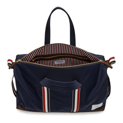 Shop Thom Browne Navy Unstructured Holdall Duffle Bag In 415 Navy