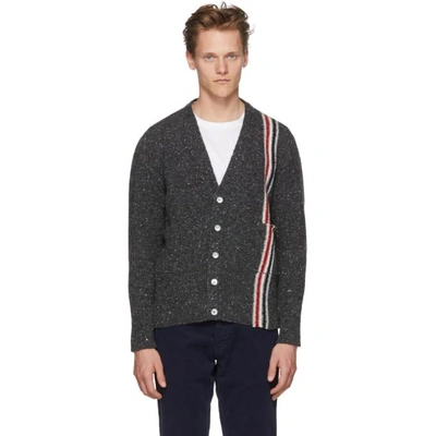 Shop Thom Browne Grey Classic V-neck Stripe Cardigan In 025 Dk Grey