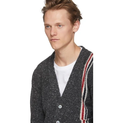 Shop Thom Browne Grey Classic V-neck Stripe Cardigan In 025 Dk Grey